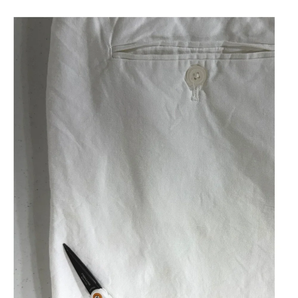 Murano Baird McNutt Linen Blend Slim Fit Pants 38x30 (fits 37x30) White READ